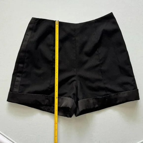 Nicole Miller Black Tuxedo Shorts Size 4 Satin Trim Tailored Dress Shorts - Picture 4 of 11